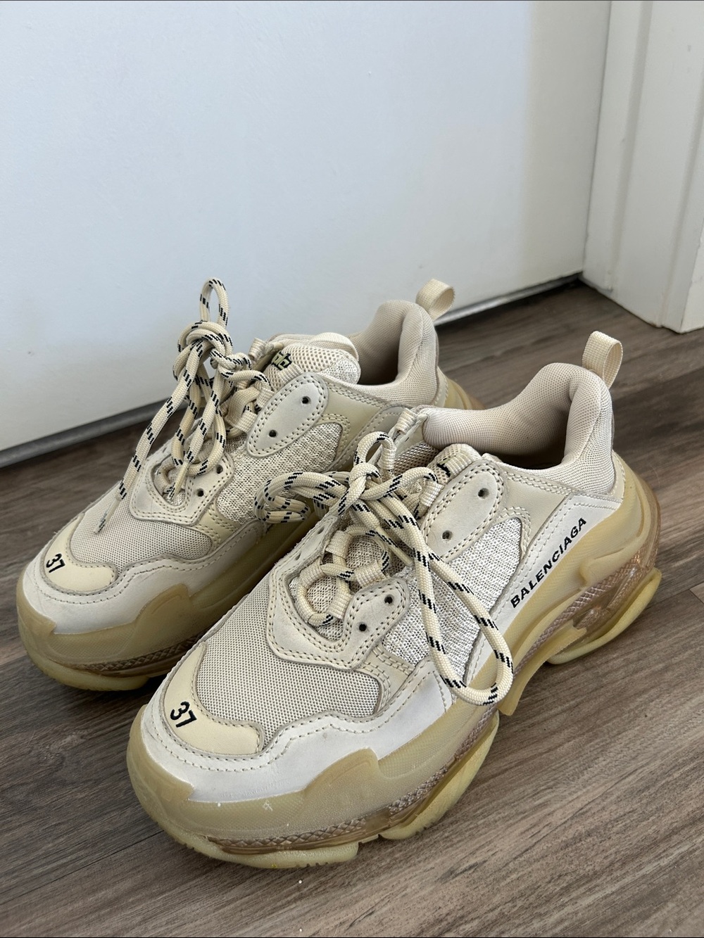 Balenciaga Cream and Black Triple S Trainer Women’s Size 37